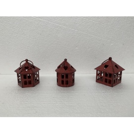 Lanterna a casetta Rosso anticato 8 x 7,5 x 9 Cm Assortite