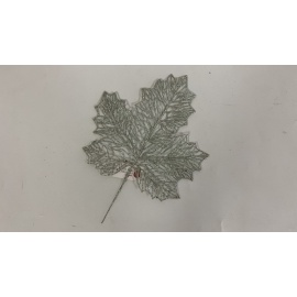 Fiore Natalizio, Foglia Quercia Glitter Menta cm 33