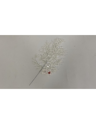 Fiore Natalizio, Foglia Corallo Glitter Bianco 33cm 