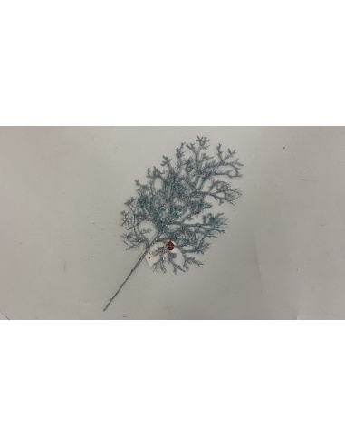 Fiore Natalizio, Foglia Corallo Glitter Azzurro 33cm 