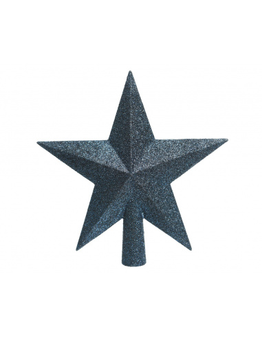 Puntale a stella blu notte con glitter cm.19
