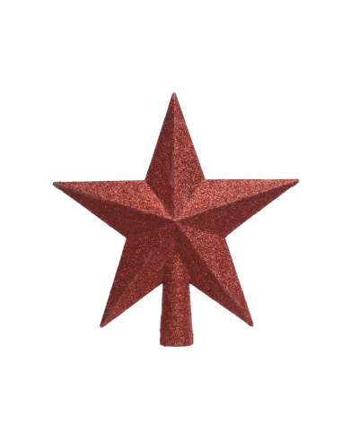 Puntale a stella glitter rosso cm.19
