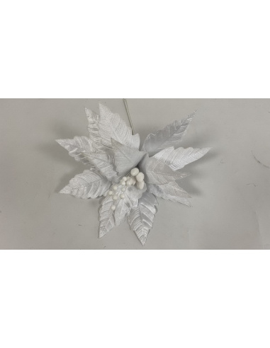Fiore Natalizio, Stella di Natale Bianco 40cm 