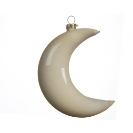 Pallina di Natale, sfera mezzaluna bianco lana cm.10x3x12,5