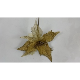 Fiore Natalizio, Stella di Natale Lamè Oro 36cm 