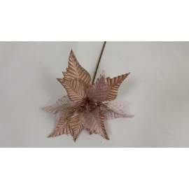 Fiore Natalizio, Stella di Natale Lamè Rosa 36cm