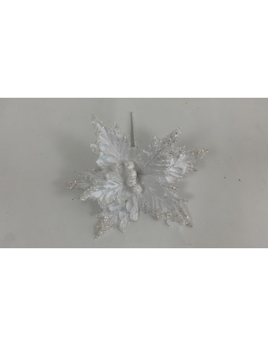Fiore Natalizio, Stella di Natale Bianco 30cm 