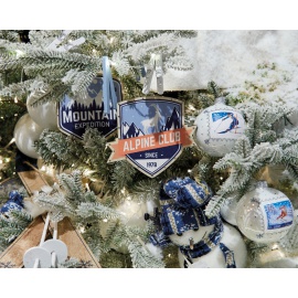 Pallina di Natale, sfera natalizia con stampa sci diam.8cm assortiti 2