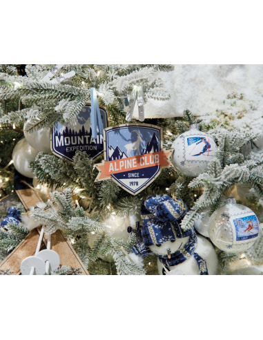 Pallina di Natale, sfera natalizia con stampa sci diam.8cm assortiti