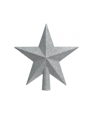 Puntale stella glitter argento cm.19