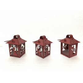 Lanterna Quadrata  Rosso 10,5 x 10,5 x 15 Cm Assortite