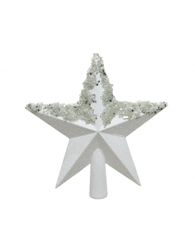 Puntale stella glitter bianca cm.19