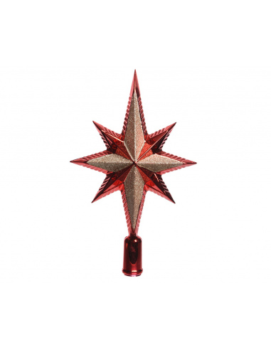 Puntale stella glitter rosso cm.14,5