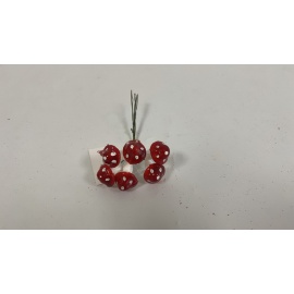 Fiore Natalizio, Mazzetto 6 Funghetti Bianco/Rosso