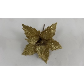 Fiore Natalizio, Stella di Natale Glitter Oro 28cm  