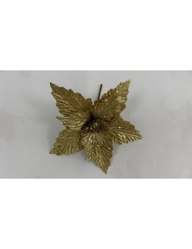 Fiore Natalizio, Stella di Natale Glitter Oro 28cm  