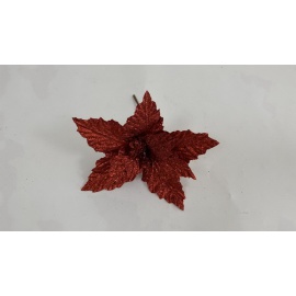 Fiore Natalizio, Stella di Natale Glitter Rosso 28cm  