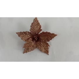 Fiore Natalizio, Stella di Natale Glitter Rosa Antico 28cm  