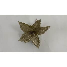 Fiore Natalizio, Stella di Natale Glitter Champagne 28cm  