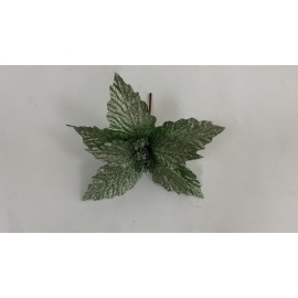 Fiore Natalizio, Stella di Natale Glitter Verde Chiaro 28cm  