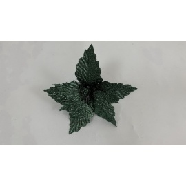 Fiore Natalizio, Stella di Natale Glitter Verde Scuro 28cm  