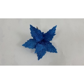 Fiore Natalizio, Stella di Natale Glitter Blu 28cm  
