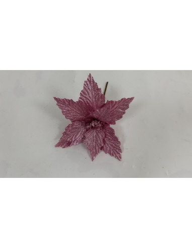 Fiore Natalizio, Stella di Natale Glitter Rosa Confetto 28cm  
