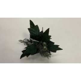 Fiore Natalizio, Stella di Natale Velluto Verde Scuro 25cm