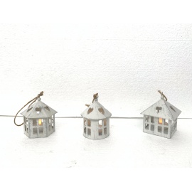 Lanterna Casetta in Metallo Bianco 9Cm Assortite 2