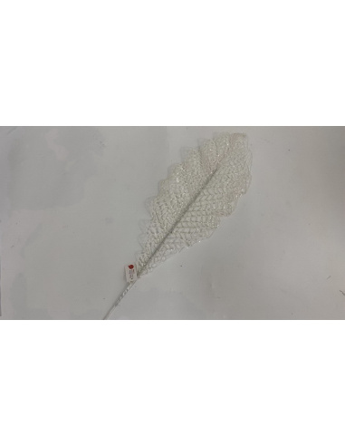 Fiore Natalizio, Foglia Glitter Bianco 92cm 