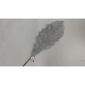 Fiore Natalizio, Foglia Glitter Argento 92cm 