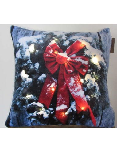 Cuscino con LED a Batteria, 45x45 cm, Merry Christams