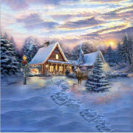 Cuscino con LED a Batteria, 45x45 cm, Paesaggio con Carrozza