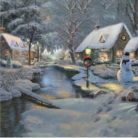 Cuscino con LED a Batteria, 45x45 cm, Paesaggio con Carrozza