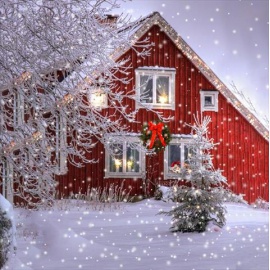 Cuscino con LED a Batteria, 45x45 cm, Paesaggio con Ruscello