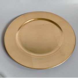 Sottopiatto Bordo Borchiato, 33 cm, Bianco Dorato