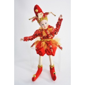 Giullare Seduto Avorio/Oro, con Carillon, 43 cm