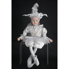 Giullare Seduto Bianco/Avorio, con Carillon, 43 cm