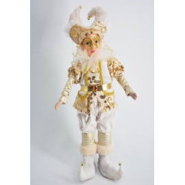 Giullare Seduto Avorio/Oro, con Carillon, 43 cm