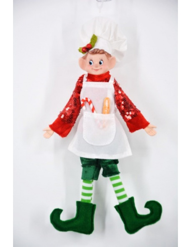 Elfo, Verde, Rosso e Bianco, 30 cm