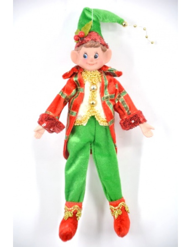Elfo Cuoco, Verde, Rosso e Bianco, 30 cm