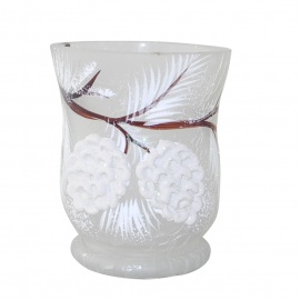 Portacandela in Vetro, Ramo Innevato, 15x25 cm