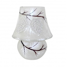 Calice Portacandela in Vetro, Ramo Innevato, 13x35 cm