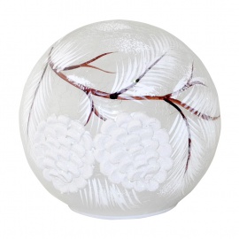 Sfera Portacandela in Vetro, Ramo Innevato, 13x10 cm