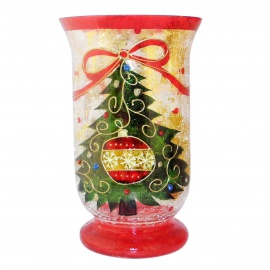 Portacandela in Vetro, Ramo Innevato, 15x25 cm