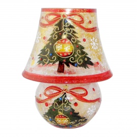 Abat Jour Portacandela in Vetro, Ramo Innevato, 14x17,5 cm