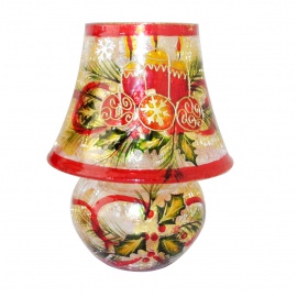 Abat Jour Portacandela in Vetro, Albero, 14x17,5 cm