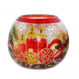 Sfera Portacandela in Vetro, Albero, 13x10 cm