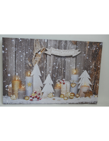 Quadro Luminoso, Candele con sfondo Legno 40 x 60cm