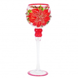 Calice Portacandela in Vetro, Candele Rosse, 13x30 cm